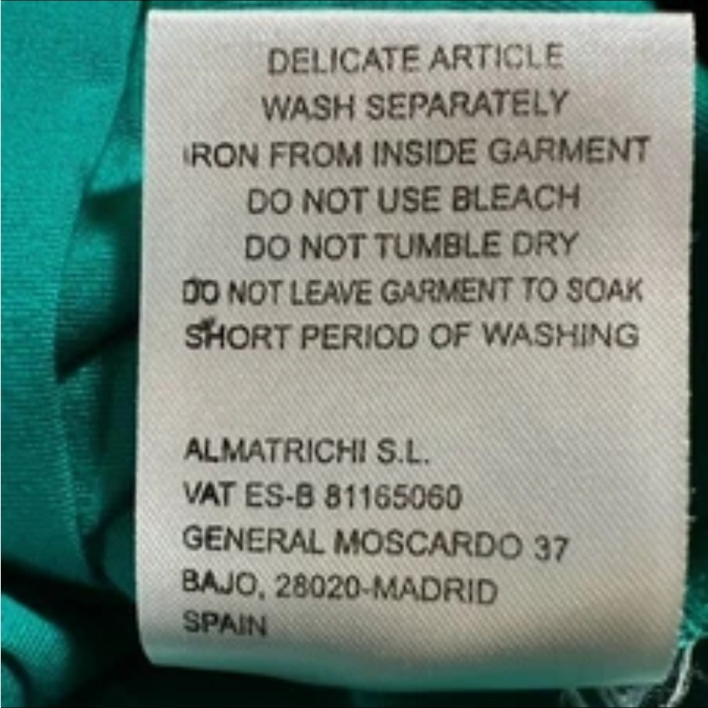 ALMATRICHI Dress Size 36 /S Turquoise Colorblock Zip Front HANDMADE MADRID SPAIN - Picture 5 of 9